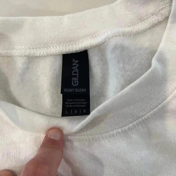 Michigan Great Lakes State Pullover Crewneck White Sweatshirt Gildan Adult Large - Picture 3 of 5